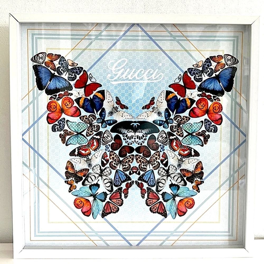 Oliver Gal Gucci/Chanelโ Butterflies Varnished Embellished Framed Wall Decor